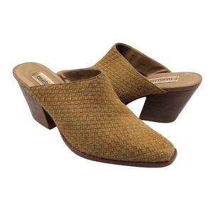 Anthropologie | Matisse Tan Woven Leather Mules 9.5